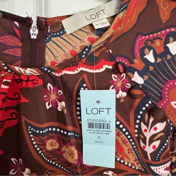 LOFT Paisley Shoulder Button Flounce Dress - Picture 4 of 7